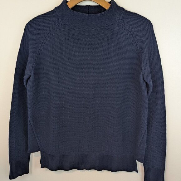 Kinross Sweaters - Kinross Navy Garter Stitch Sweater, Sz S